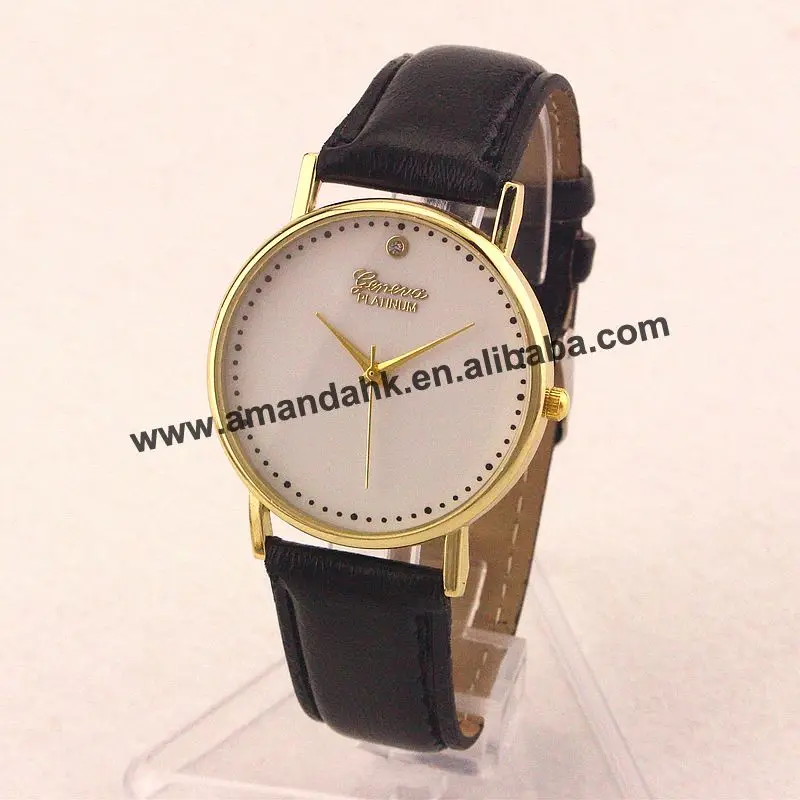

Wholesale Fashion Geneva One Dot Rhinestone Leather Watch Wholesale Men Sport Quartz Watches Ladies Women Men Dress Wristwatch