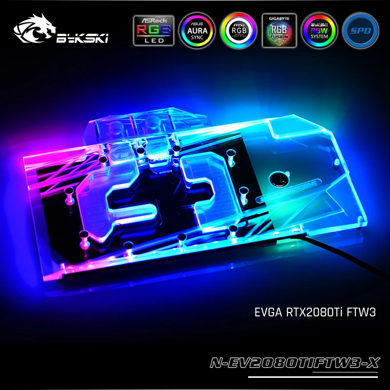 

Bykski N-EV2080TIFTW3-X, Full Cover Graphics Card Water Cooling Block, For EVGA RTX2080Ti FTW3