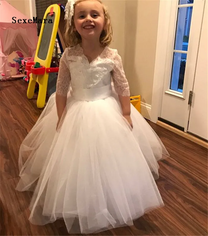 

Beautiful Lace Pageant Dresses For Girls Customized Flower Girl Dresses For Weddings Vestido De Daminha Communion Dresses