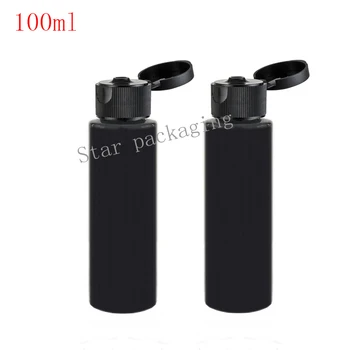 

50pcs 100ml Empty black Shampoo Plastic Bottle for Women 100cc PET Makeup Storage Cosmetic Bottles with Flip bottle