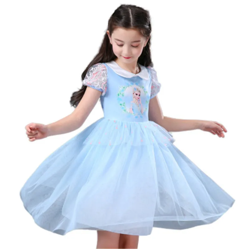Girls Dress Summer New Frozen Princess Dress Peter Pan Collar Mesh Aisha Performance Show Dress Lace For Height 110-150cm Girls Dress Summer New Frozen Princess Dress Peter Pan Collar Mesh Aisha Performance Show Dress Lace For Height 110-150cm