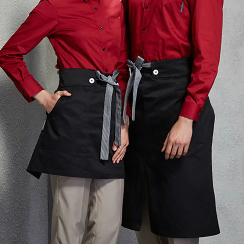 Half Length Poly Cotton Apron Barista Bartender Waiter Cafe BBQ Chef