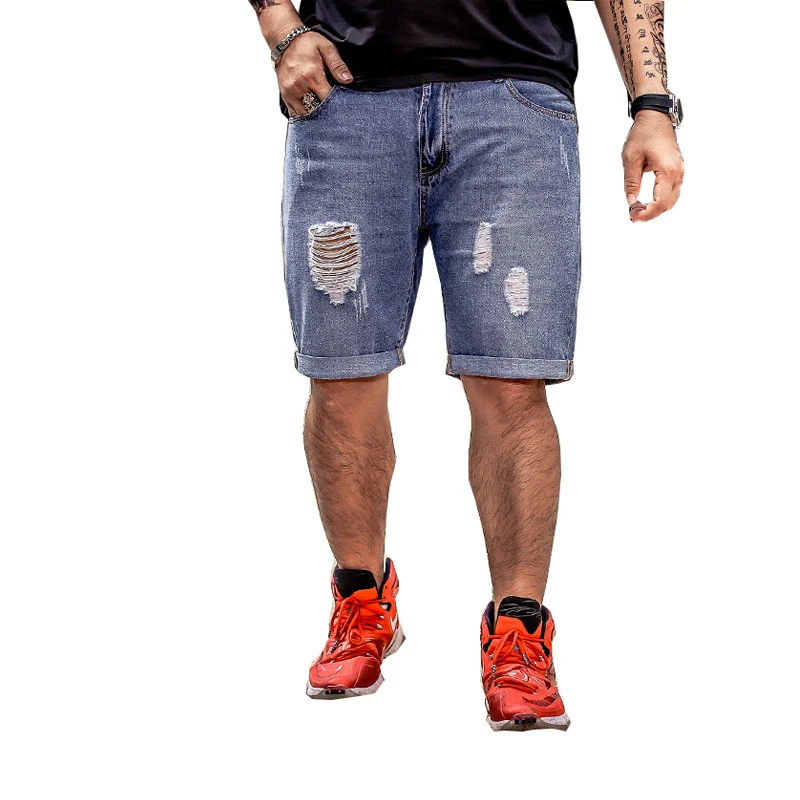 Джинсы мужские высококачественные мужские джинсовые шорты ретро повседневный стиль синие пять шорты S-7XL 8XL свободные хлопковые джинсы с высокой талией