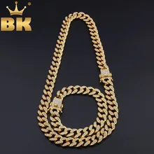 BLING KING, 13 мм, набор из цепочки и браслета с кубаном из Майями и кубинским кубаном, полностью покрытые льдом, стразы, шикарный комплект ювелирных изделий в стиле хип-хоп
