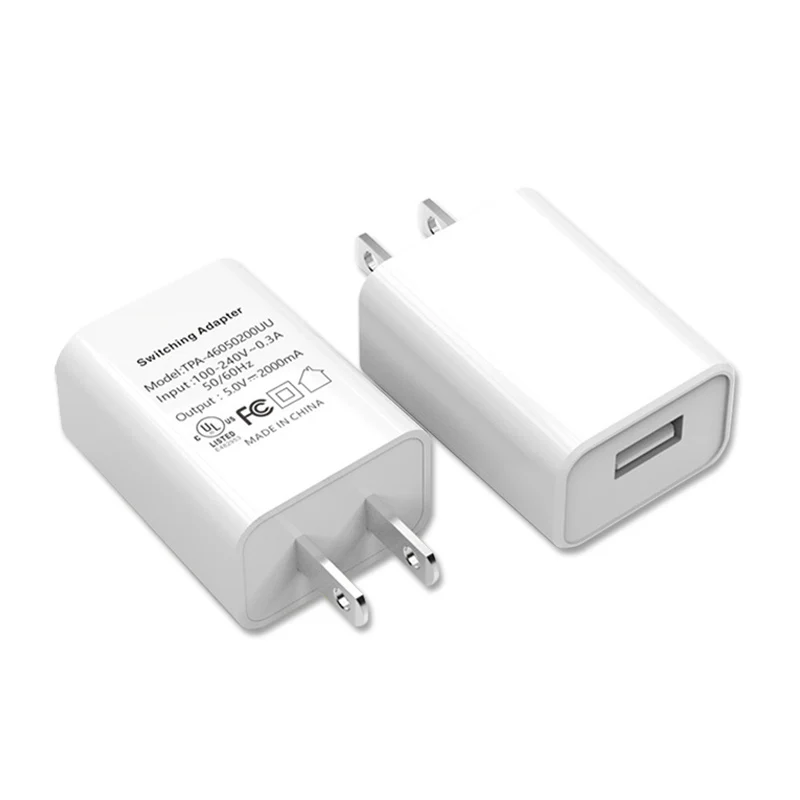 Адаптер для США 5 в 2 А штепсельная Вилка быстрой зарядки с одним USB портом