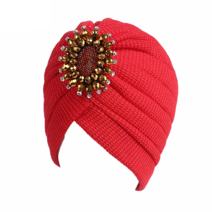 Женская осенняя и зимняя новая шерстяная шапка ручной работы женский тюрбан шляпа с золотым цветком аксессуары для волос - Цвет: C