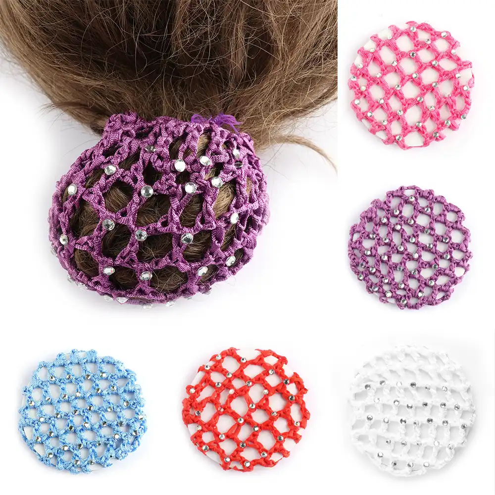 1 Pcs Fashion Elastic Crochet Hair Net White Pearl Mesh Ballet