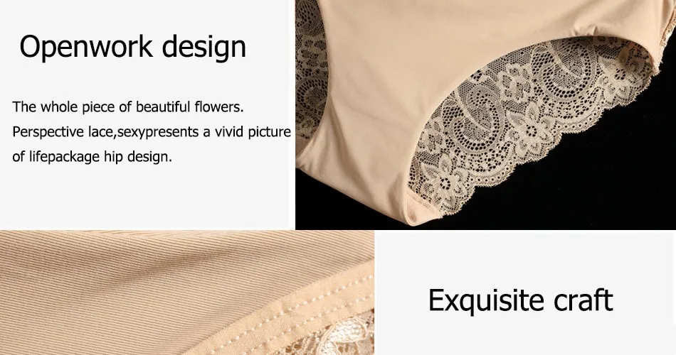 14 Colors Women's Invisible Underwear Spandex Crotch intimate women sexy lace Black floral panties seamless panty 28