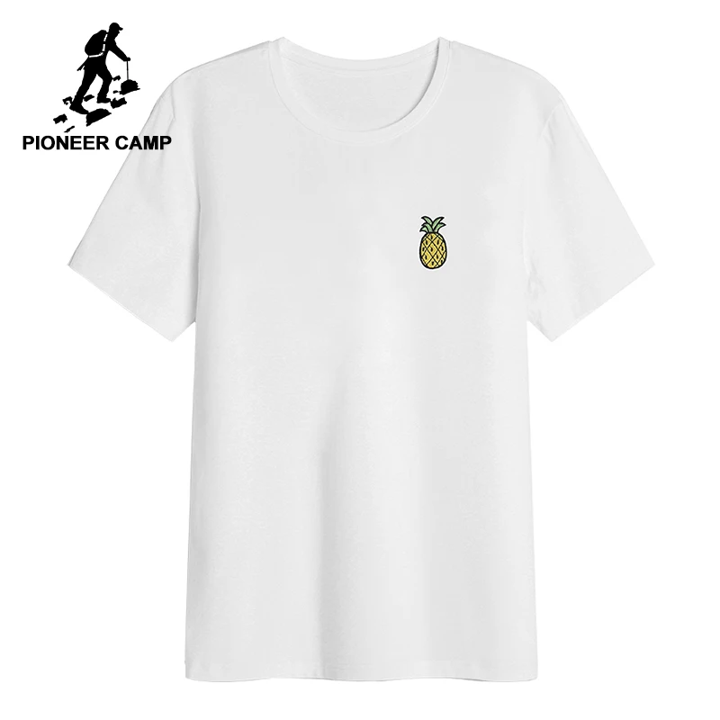 Пионерский лагерь новый короткий рукав Футболка Мужчины ананас вышивка свежие