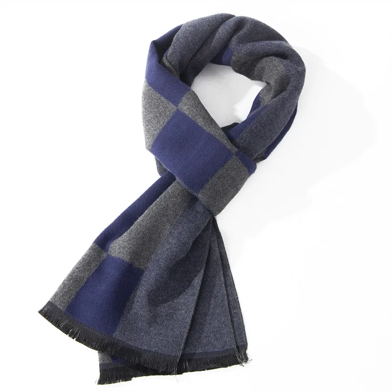 New Men Casual Cashmere Scarf Men Fashion Simple Color Large Lattice Scarves 30cm*180cm Winter Warm Smooth Men Scarf