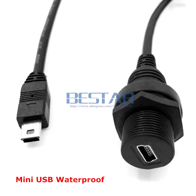 20 см мини-usb и микро-usb 2,0 IP67 водонепроницаемый кабель, мини-usb микро-USB мужчин и женщин водонепроницаемый разъем удлинитель 1 м