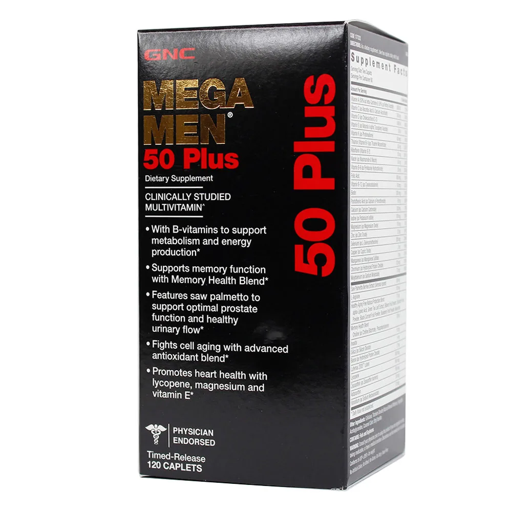 Free shipping Mega Men 50 Plus dietary supplement 120 Caplets gnc women s ultra mega active without iron 90 caplets free shipping u s a original imported