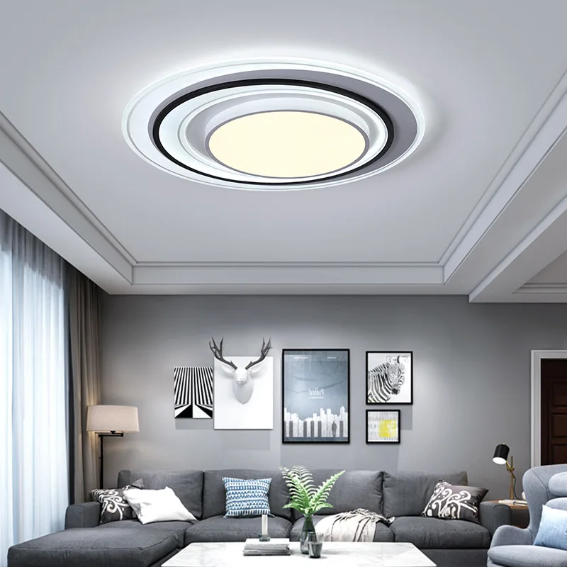 

Modern LED Chandelier For Living Room Ceiling Fixture Black White Lamp With Remote Control Bedroom New Lighting Luster Lampadari