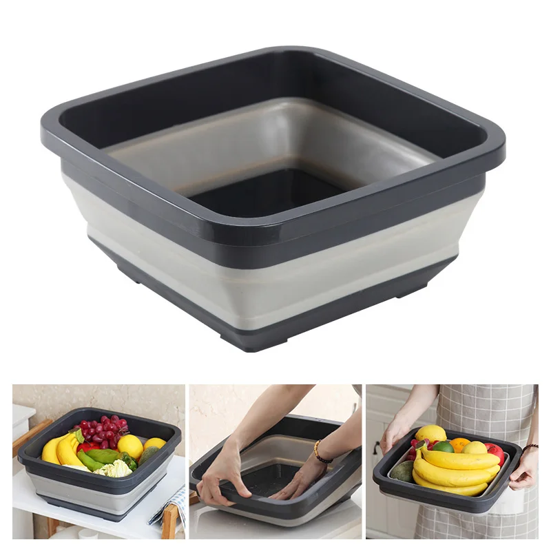 

Foldable Storage Basket Collapsible Fruit Vegetable Baskets Multifunction Folding Tray Washbasin Kitchen Bathroom Organizer