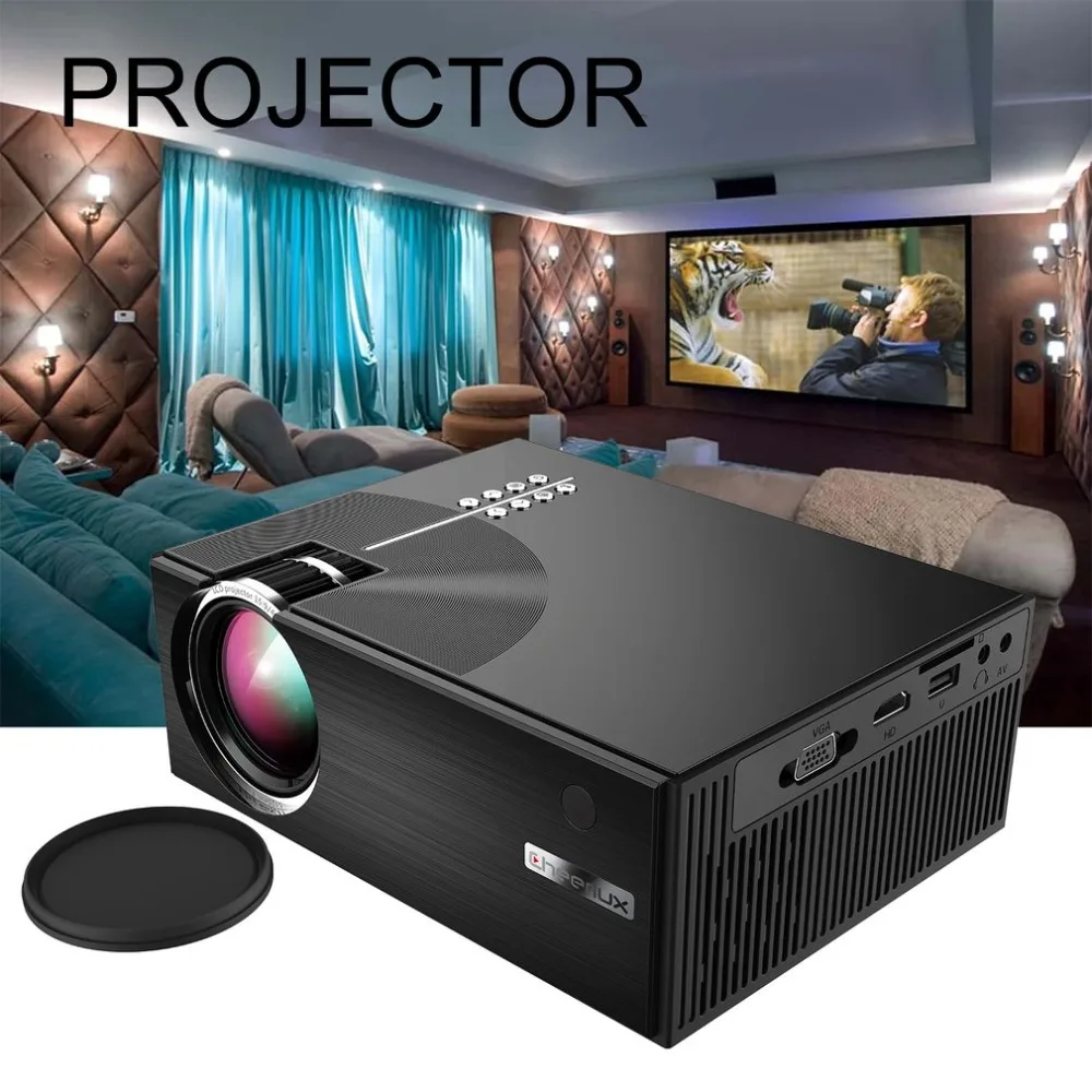 Home Projector Mini Miniature Portable 1080P HD Projection Mini LED Projector For Home Theater Entertainment UK-Black