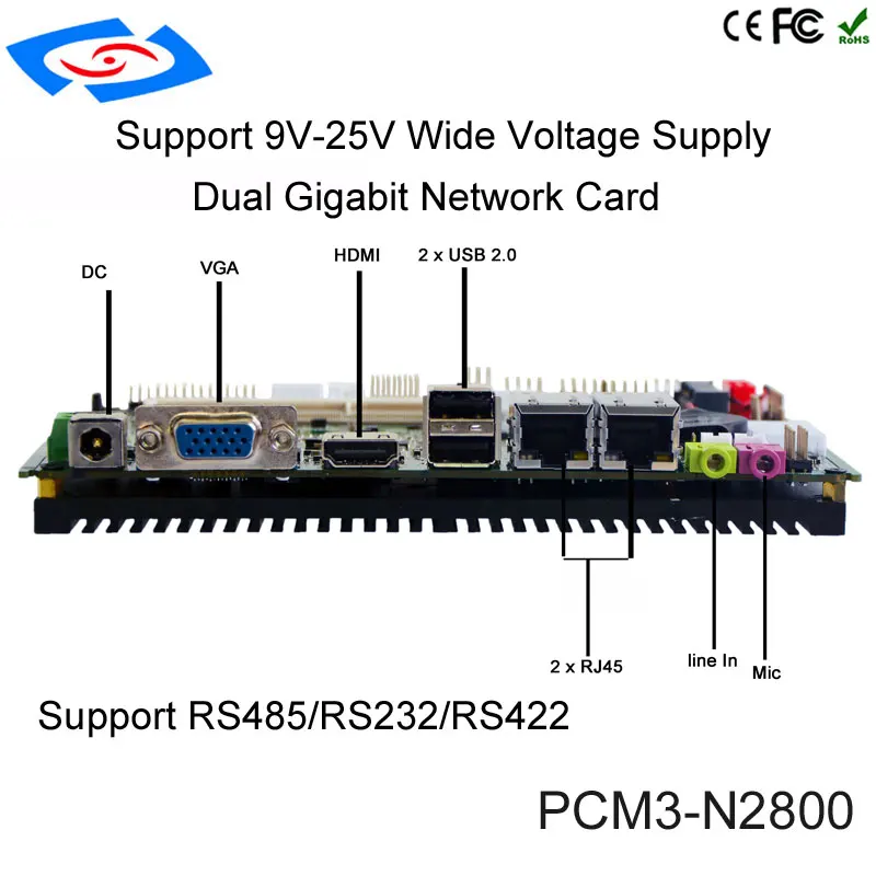 Промышленный двухъядерный мини материнская плата ITX для Digital Signage Гостиная ПК на основе ядерным процессором Intel Atom N2800 с несколькими портами