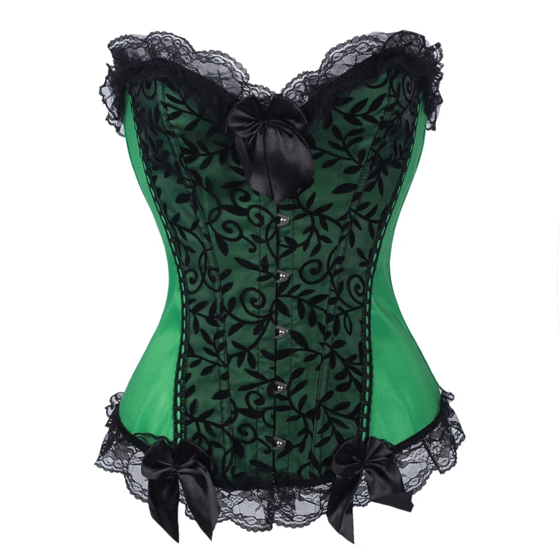 FLORATA сексуальная женская одежда Готическая стимпанк размера плюс корсет на шнуровке с косточками Бюстье Талия Cincher корсет для тела - Цвет: 5812 green