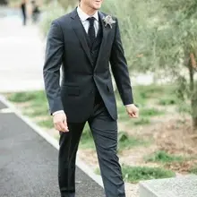 Подгоняйте madeSlim Fit модные костюмы в западном стиле с зазубренными отворотами и двумя пуговицами, смокинги для жениха, мужские свадебные костюмы(пиджак+ брюки+ жилет+ галстук