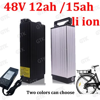 

GTK 48V 15AH lithium ion 48v 12ah li ion BMS Rear rack batteria 18650 for 1200w Bike Scooter bicycle + 3A charger