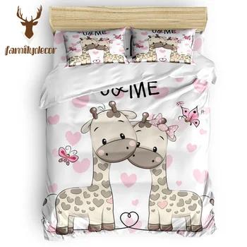 

Family Decor Cartoon Giraffes U 4 Pcs Bedding Sets Quilt Bedding Set Duvet Cover Sets Thanksgiving Day Black And White Living