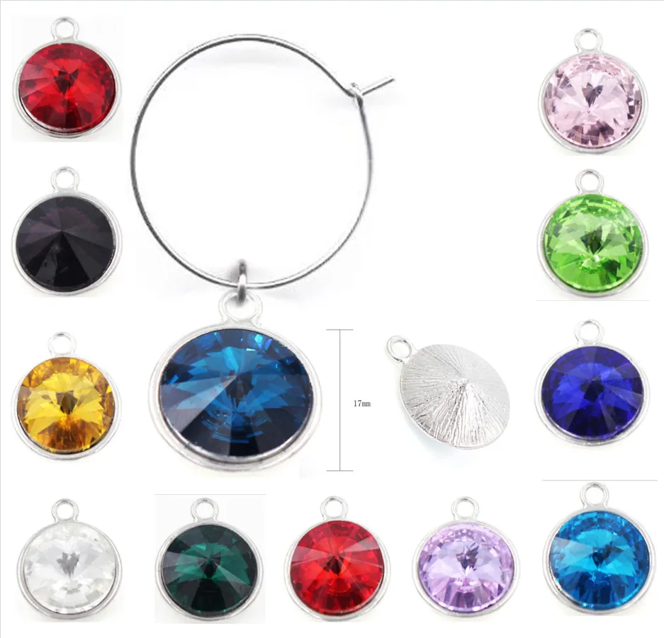 

1Set/12PCs Wine Glass Charms Birthstone Charms For Jewelry Making Wine Marker Christmas Table Decor