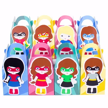 

Little Girl Superhero Favor Box Candy Box Gift Box Cupcake Box Kids Birthday Party Supplies Decoration Event Party
