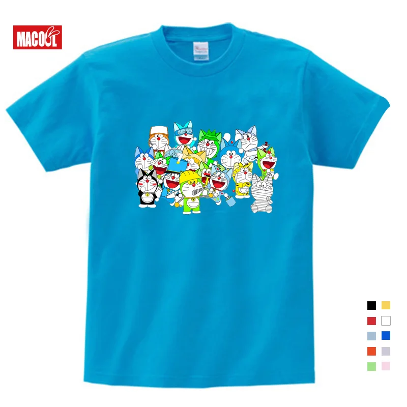 

2019 Summer New Doraemon Cartoon Print Tee Tops For Boy Girls Clothing Doraemon Children Funny lovely Kids T Shirt