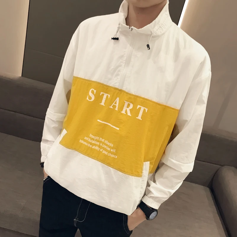 Fashion SpliceLetter Printing Jacket Men Streetwear Sunscreen Jacket Summer Stand Collar Jacket Men Bomber Print Chaqueta Hombre Fashion SpliceLetter Printing Jacket Men Streetwear Sunscreen Jacket Summer Stand Collar Jacket Men Bomber Print Chaqueta Hombre