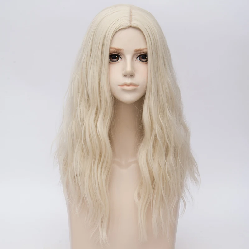 

Light Blonde Long Curly 50CM Hair Harajuku Lolita Women Ombre Cosplay Wig + Cap