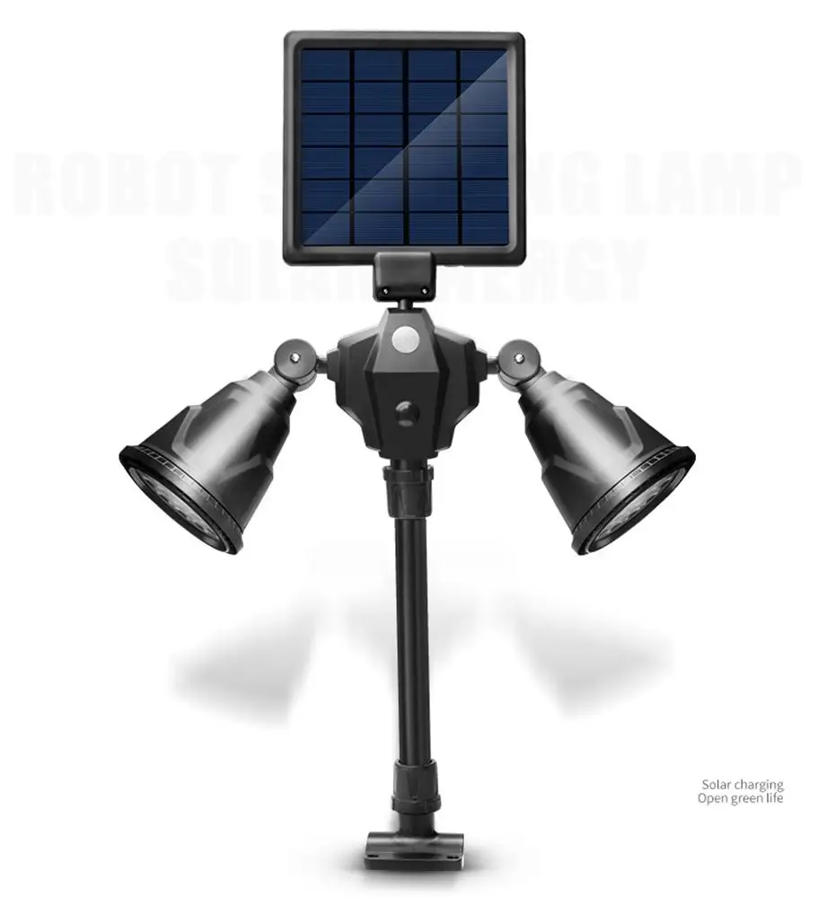 

Solar energy lamp Waterproof Lighting Lawn Lamp outdoor Garden Landscape Light double head human body induction lawn spotlights