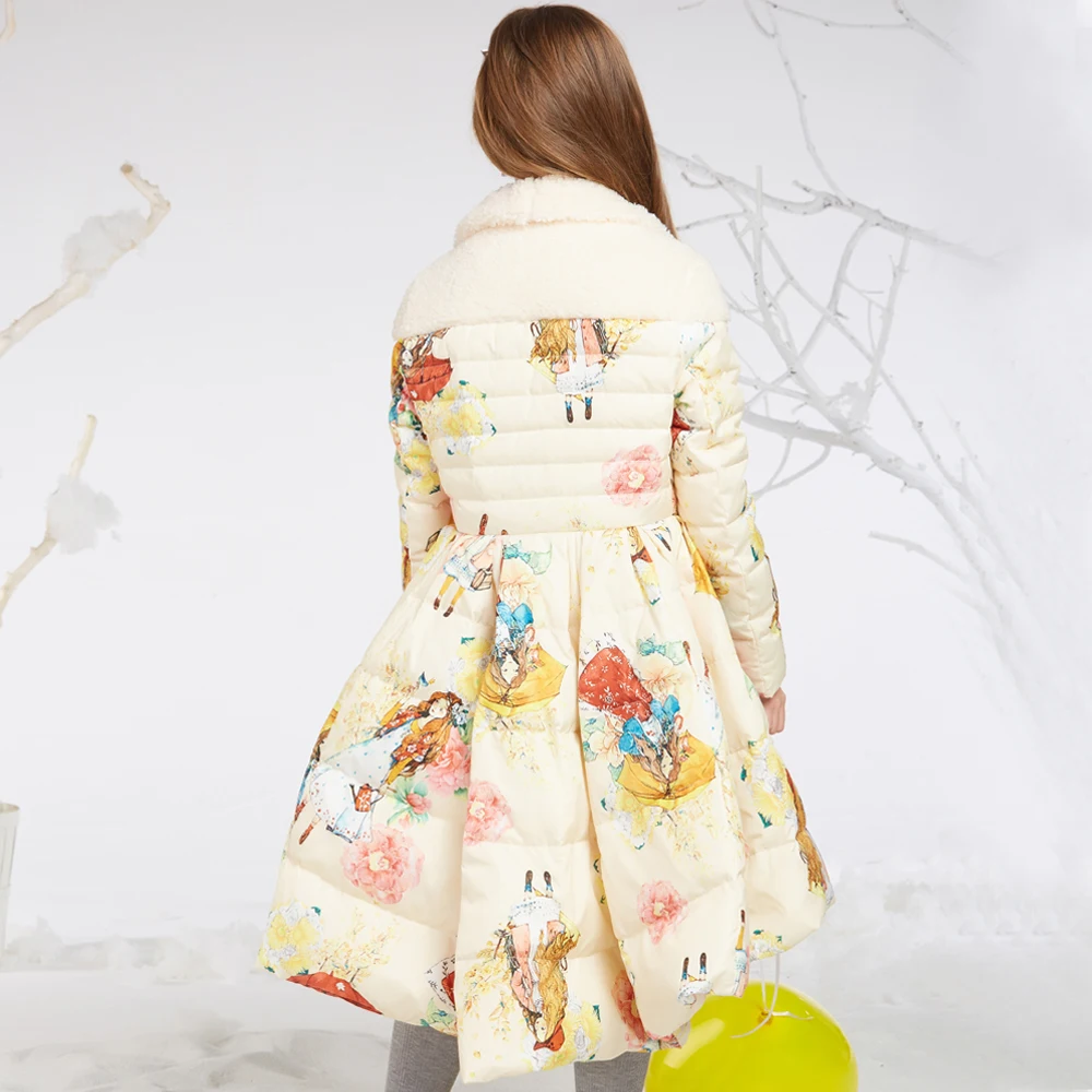 От 6 до 12 лет Зимний пуховик для девочек парки 2018 Детская куртка принцессы верхняя