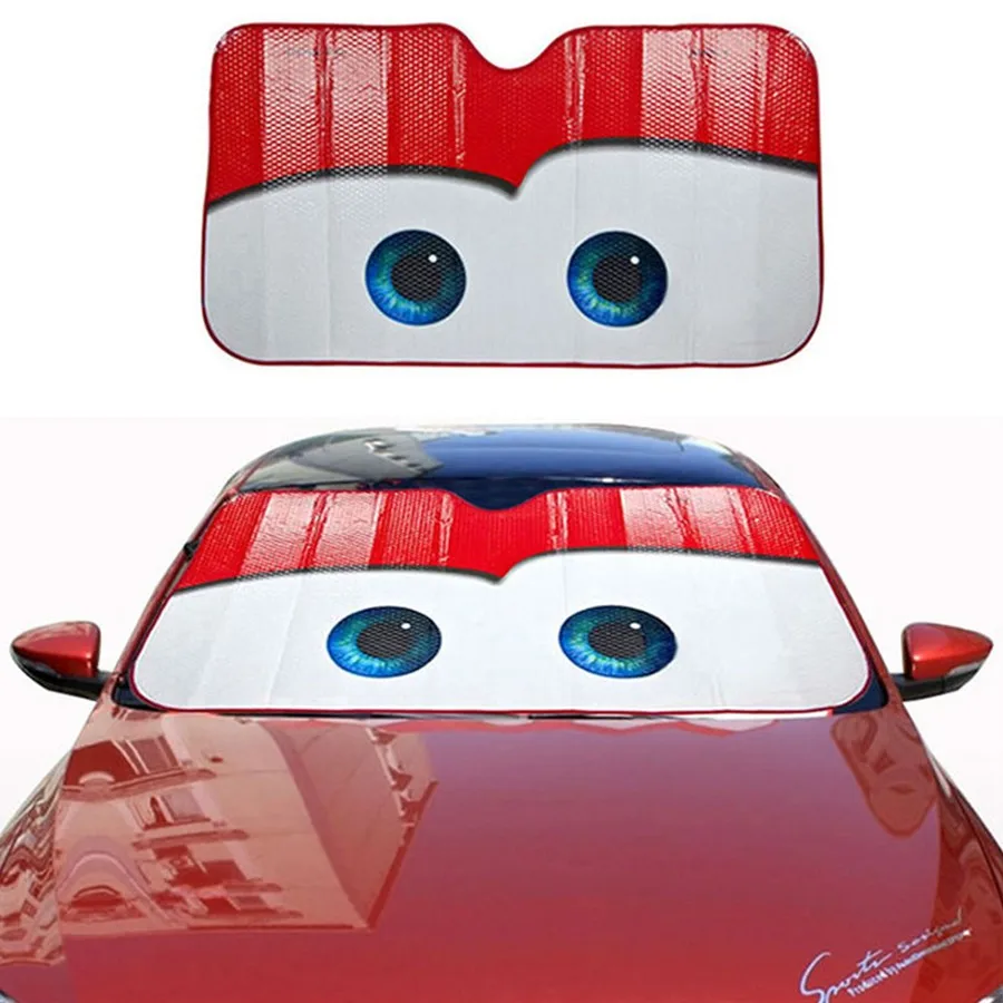 Алюминиевая фольга цвет мультфильм большие глаза автомобиля Лобовое стекло козырек, противосолнечный щиток крышки