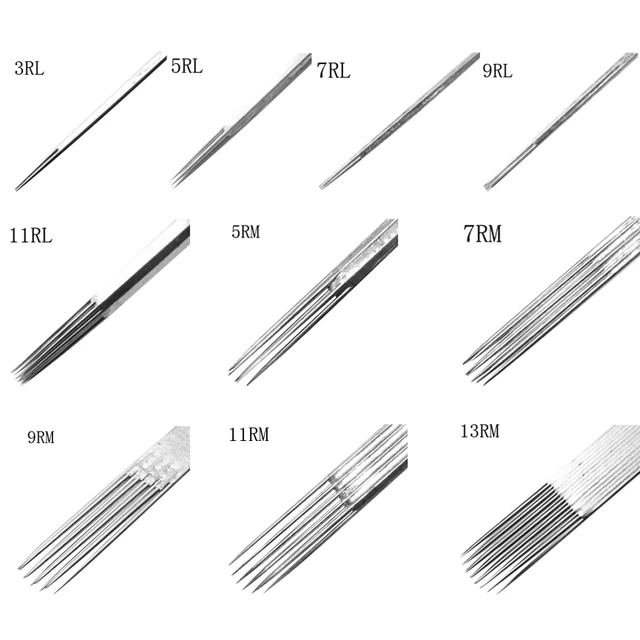 TONBAO 100pcs Stick and Poke Needles 3RL, 5RL, 7RL, 9RL, 3RS, 5RS, 7RS,  9RS, 5M1, 7M1