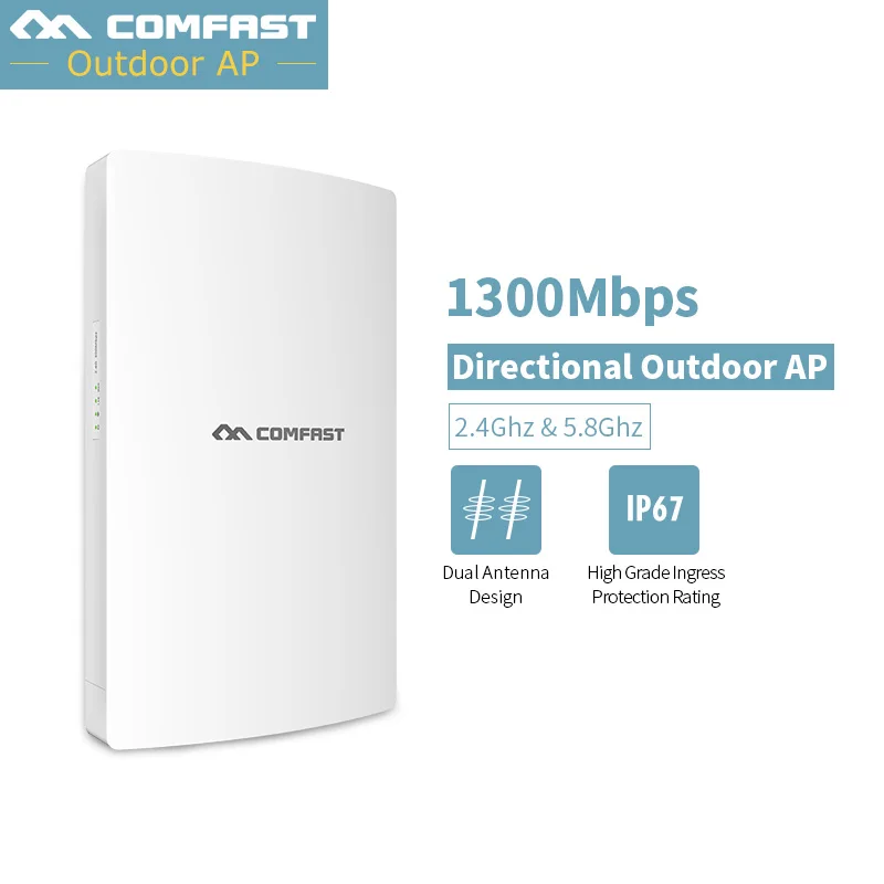 

1300M Outdoor Wifi Repeater Gigabit Wireless Wi-fi Range Extender 5G+2.4G Amplifier 802.11ac Waterproof Wifi Router/AP CF-WA350