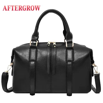 

England Style Boston Bag Women Oil Wax Leather Totes Handbag Female Shouler Bag Designer Vintage Crossbody Bags For Ladies Sac 1