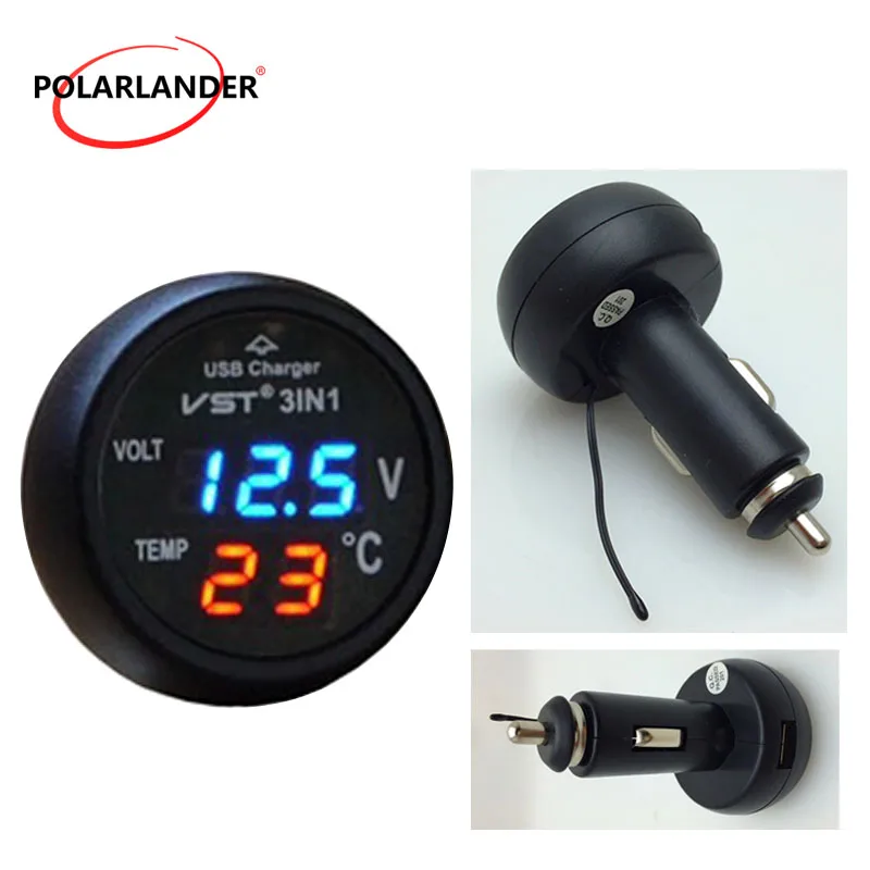 Car cigarette lighter phone charger temperature battery voltage meter 3