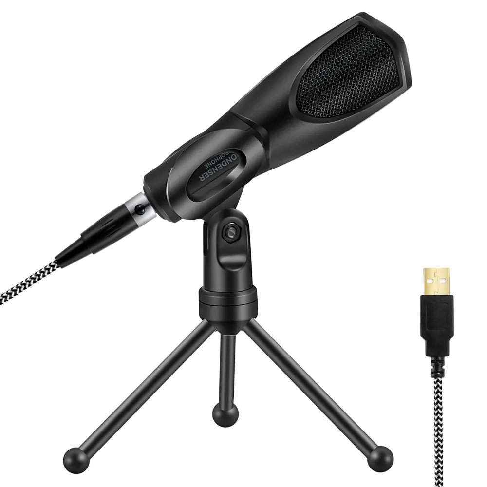 USB Microphone Double Condenser Recording Microfone Karaoke Studio