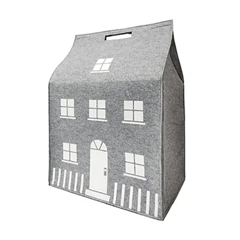

Ins Swiss Style Toys House Storage Bag Wool Felt Home Decoration For Clothes Doll And Kid'S Bauble Organize Box Gray