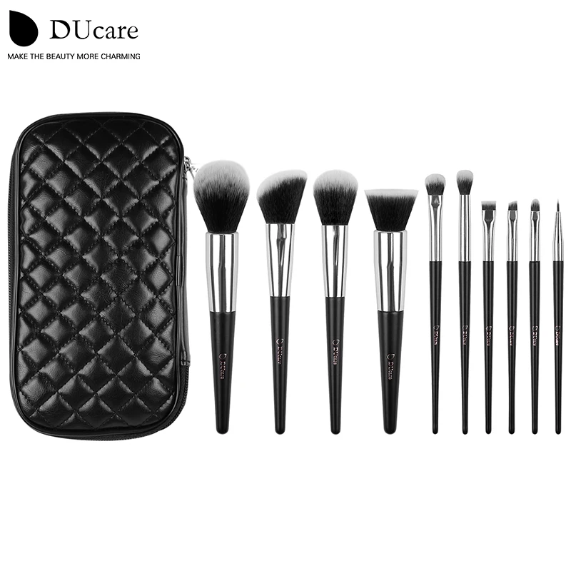 DUcare makeup brushes 10pcs high quality brush set professional brand make up brushes with black bag