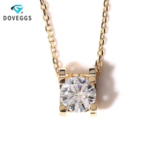 DovEggs 14 K 585 Желтое золото 1ct карат 6,5 мм F цвет муассанитовый кулон ожерелье для женщин Свадебные офисные женские ожерелья