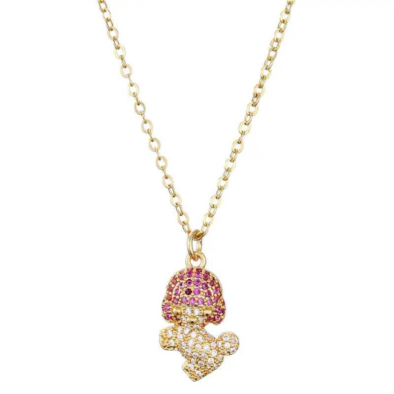 

Colourful AAA+ Cubic Zirconia Necklace High Quality Copper Link Chain Dog Pendant Necklace Female Party Choker Accessories