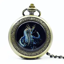 Роскошные Механические кулон Дракон узор Awesome карманные часы стильный элегантный подарок стимпанк брелок часы для человека PJX1232