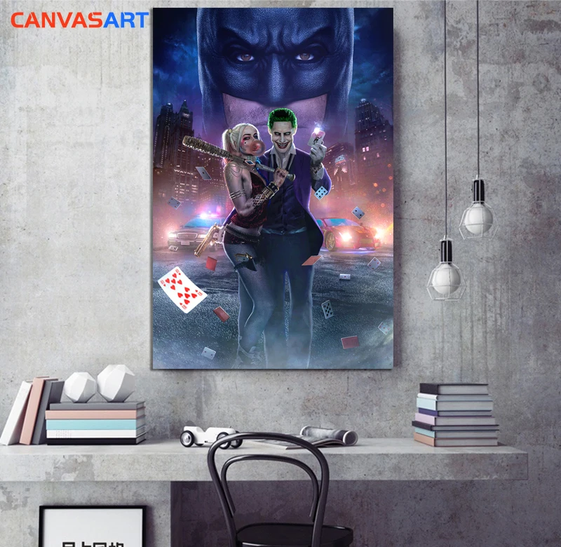 

Canvas Art Pictures:Joker and Harley Quinn Canvas Painting Cuadros Decoracion Salon Wall Painting Wall Art Canvas Framed