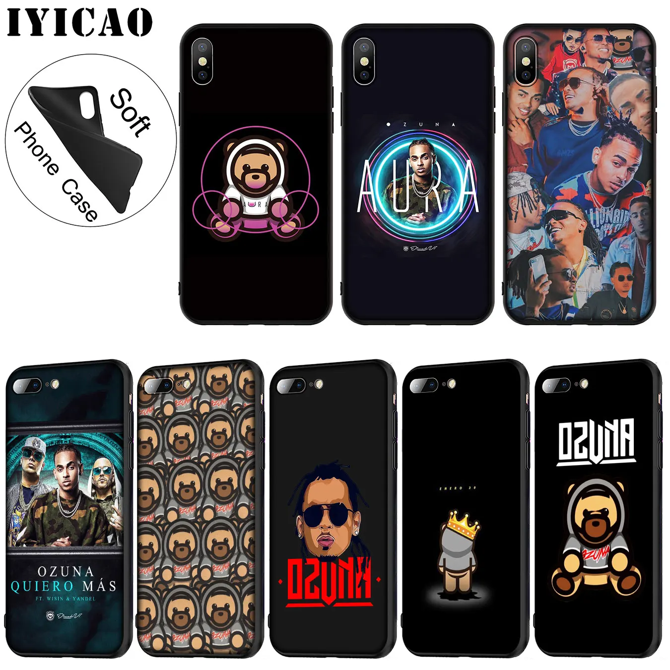 IYICAO Ozuna Мягкий силиконовый чехол для телефона iPhone XR X XS 11 Pro Max 6 6S 7 8 Plus 5 5S SE TPU черный