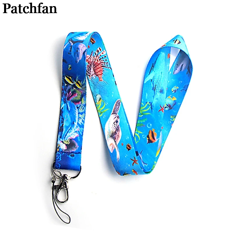 Patchfan Seaworld океан винтажное искусство крутые мужские lanyards ключи в мобильном телефоне ремни Ожерелье держатели карт ленточки A2130