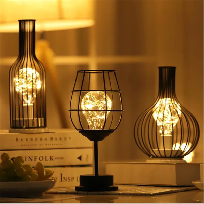 

DC5V Creative Retro Iron Art Minimalist Hollow Home Table Lamps Reading Night Light For Bedroom Desk Lighting Home Decoration