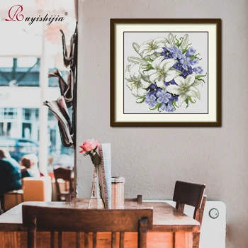 

RUYISHIJIA Cross Stitch Kits Handmade Needlework flowers patterns gift Embroidery Cross-Stitch DIY Embroidery Hoop