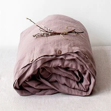 4pcs 100% Pure bedding set Purple Washed Linen Duvet Cover Set Vintage Linen Pillowcase Home Decor Linen sheets bed