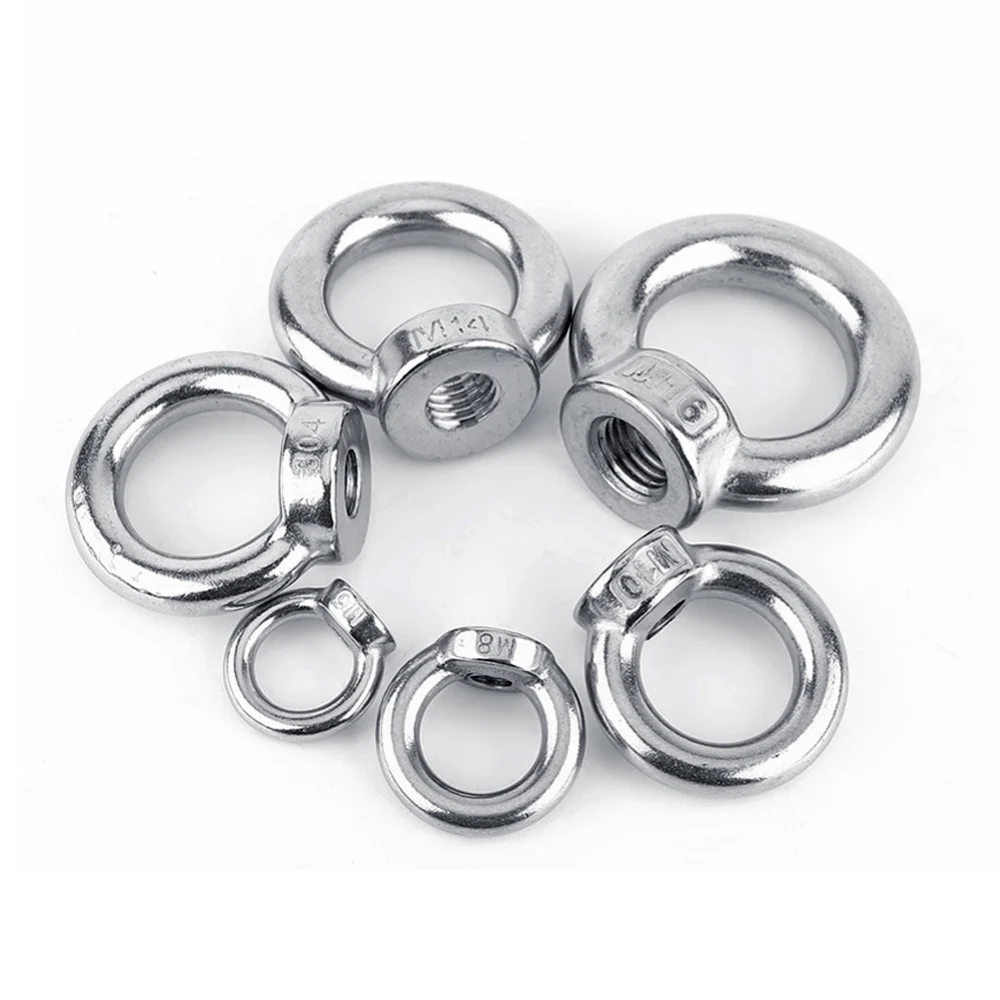 

HCSSZP 5 Pieces Lifting Ring Nuts M6/M8/M10/M12/M16/M20 Marine Grade 304 Stainless Steel DIN582 Germany Standard Nut