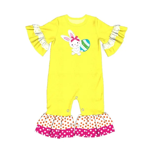 

CONICE NINI wholesale Hot Baby Rompers Yellow Colors Cotton Bunny Clothes Infant Children Easter Party Jumpsuits GPF712-028